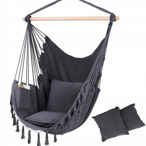 Підвісне крісло, бразильський гамак BOHO Black + 2 подушки 5058 фото
